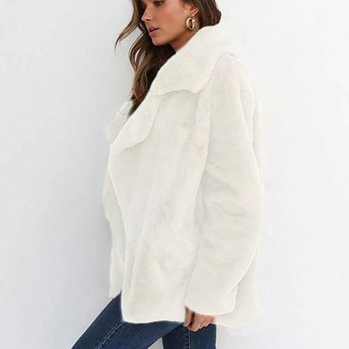 Miniatura 7 de Wirziis Abrigos de invierno para mujer 2022, elegante, cálido, con solapa, frente abierto, chaquetas gruesas, talla grande, cárdigan peludo de manga