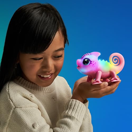 Little Live Pets Chamäleon Nova, leuchtendes, interaktives Chamäleon mit Farbwechselfunktionen, über 30 Geräusche, viele Verschiedene Stimmungen, wiederholt Worte, mit Takterkennung, inkl. Batterien