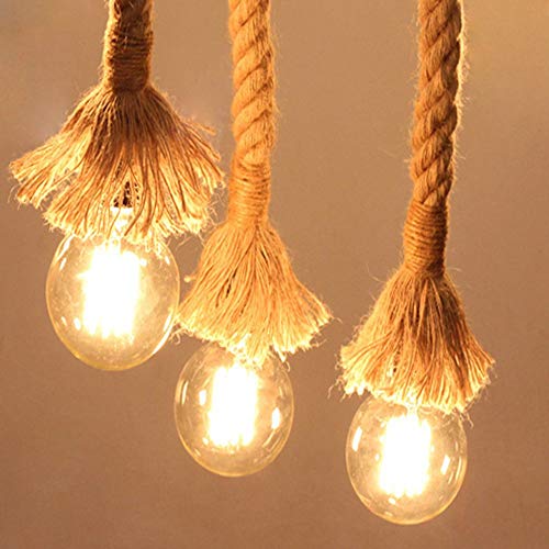 Corde de chanvre pendant light luminaire de plafond industriel rétro