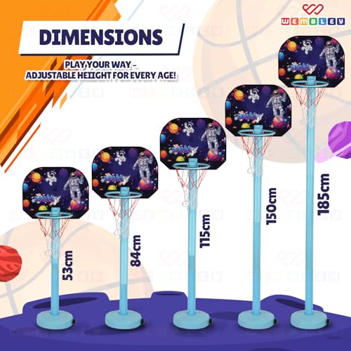 Image of Wembley Basketball Game for Kids | Indoor Mini Hoop Playset with Ball & Net | Height Adjustable Stand with Scoreboard | Easy to Assemble Basketball Toy for Boys & Girls 3+ Years