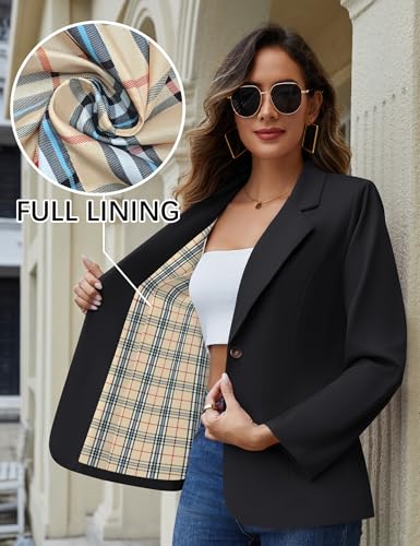 Genhoo Women's Long Sleeve Blazer Full Print Lining Open Front Business Casual Suit Jackets with Pockets4