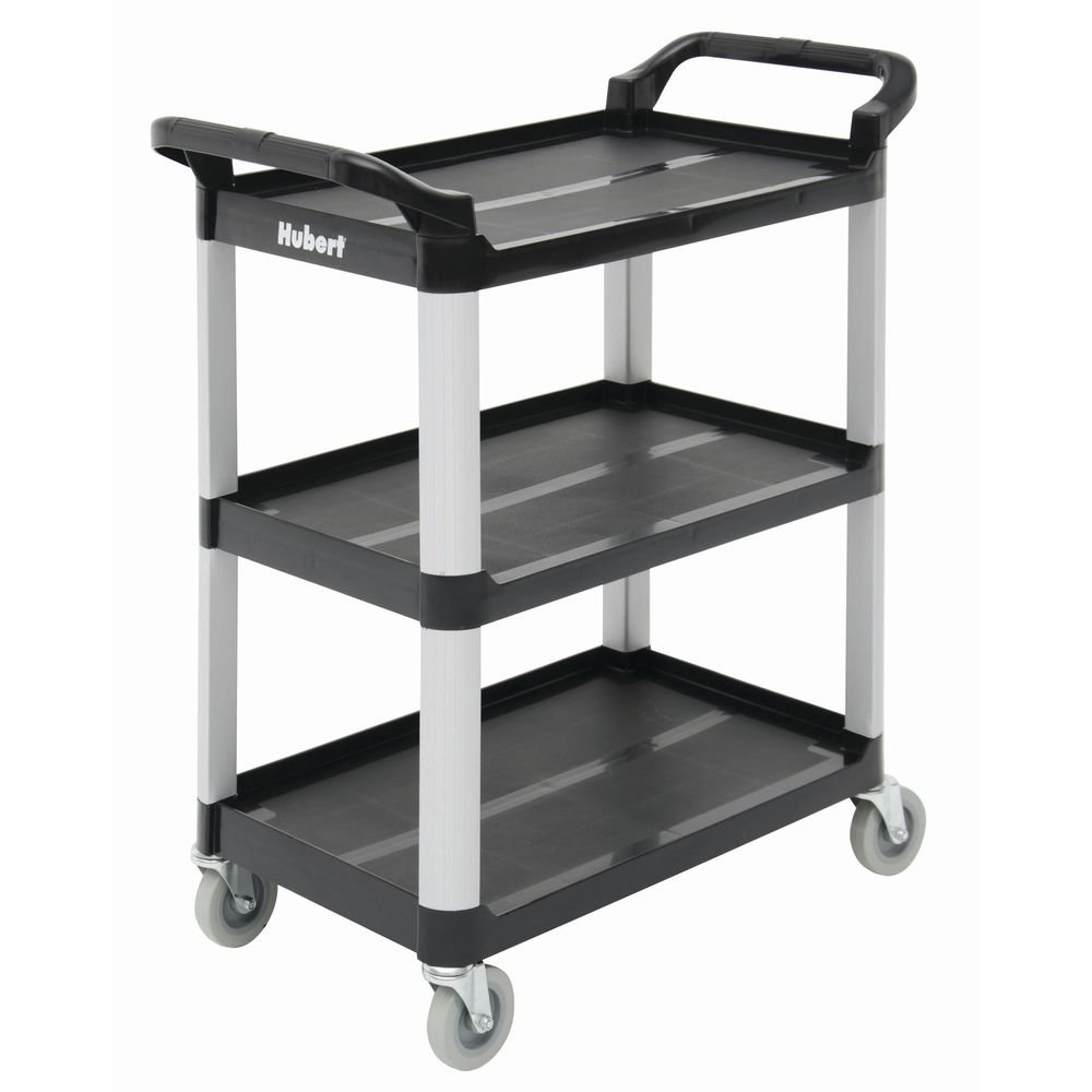 Utility Cart with 3 Shelves Black Plastic - 33" L x 16 13/16 W x 37" H by HUBERT – Plastic, Black, Model 191538025778