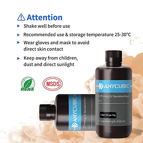 Image of 3 idea Imagine Create Print 3D Printer Photopolymer Resin for LCD 3D Printing, High Precision & Quick Curing & Excellent Fluidity - 1kg (Light Beige)