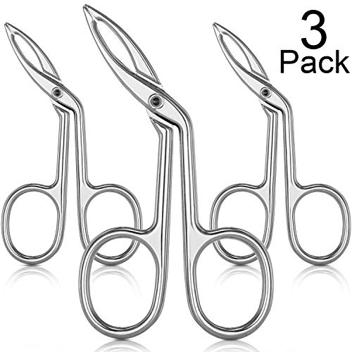3 Packs Eyebrow Tweezers, Scissors Shaped Eyebrow Straight Tip Tweezers Clip, Flat Tip Tweezers Hair Plucker, Straight Tip Hairgripping Eyebrow (Silver Plated)