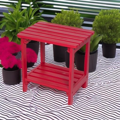 Miniatura 5 de Shine Company Providence - Mesa auxiliar rectangular de madera maciza, mesa de patio Adirondack para exteriores, color rojo chile