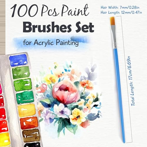 Image of Halobios Paint Brushes Set for Acrylic Painting, 30 Pcs Art Paint Brush Flat Acrylic Painting Brush, Nylon Paint Brushes for Kids Adults Oil Watercolor Rock Painting Body Face Nail Art