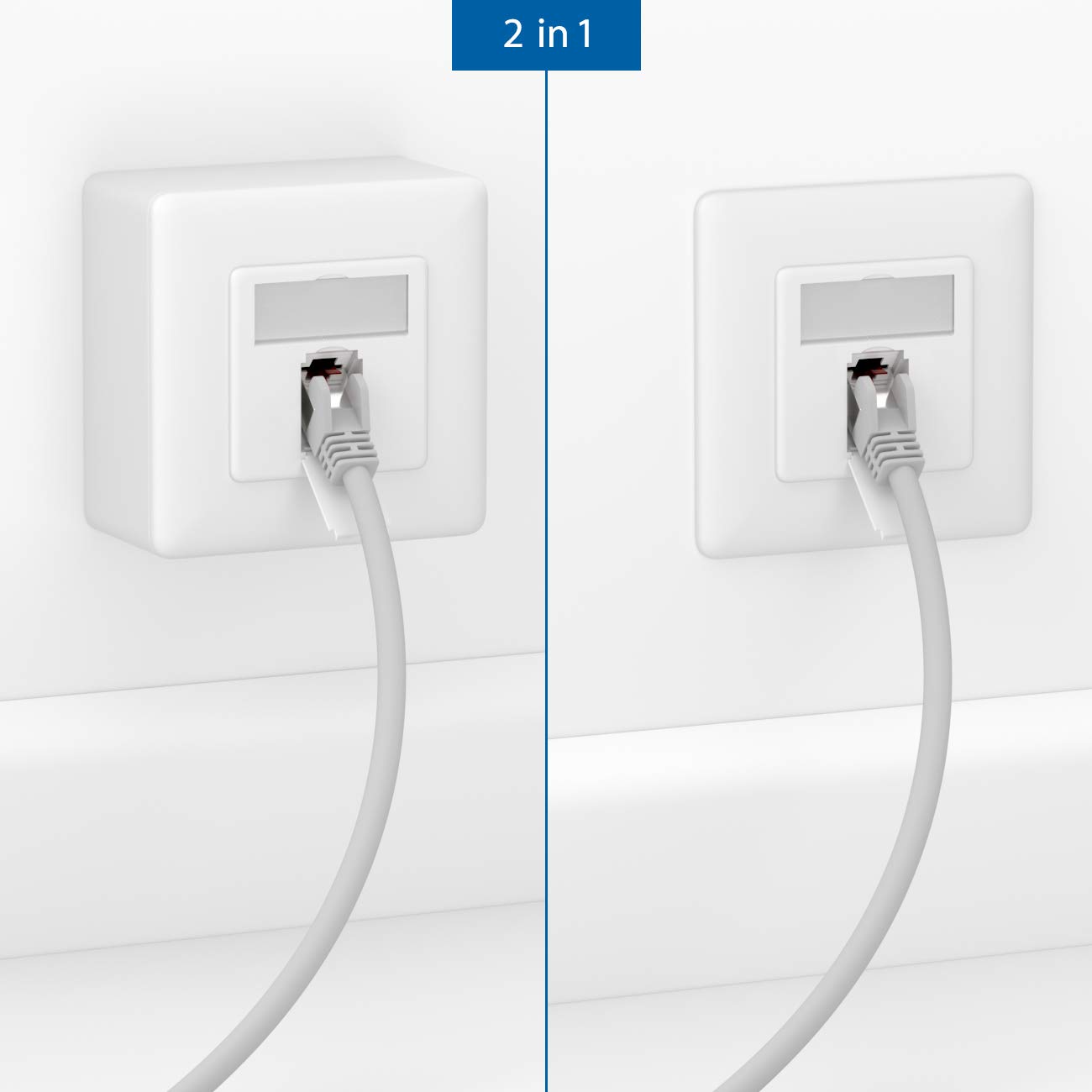 deleyCON 10x CAT 6 Universale Presa di Rete - 1x Porta RJ45 - Schermato - Superficie o Filo - 1 Gigabit Ethernet Rete - EIA/TIA 568A&B - Bianco