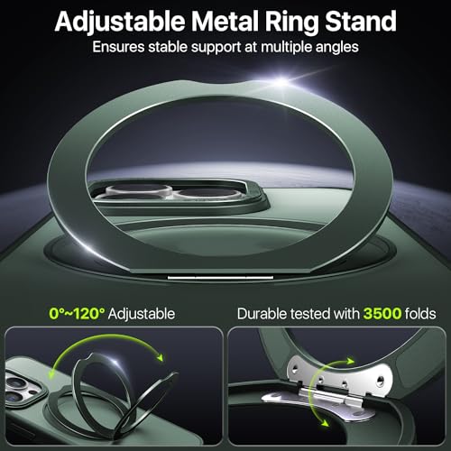 Funda iPhone 15 Pro anillo 360 grados EXW marco elevado verde C360 3