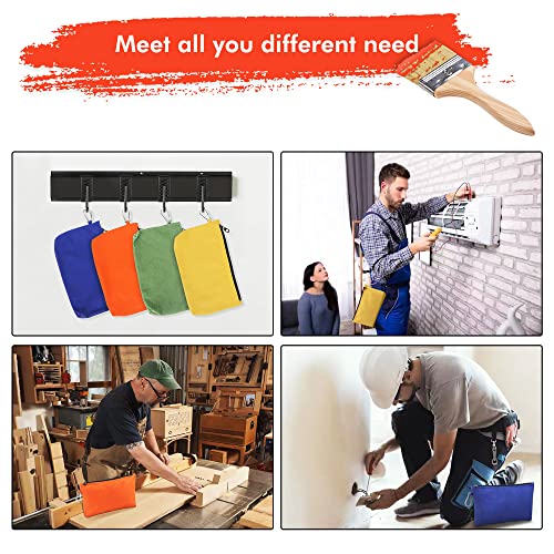 Canvas Zipper Tool Pouch, Heavy Duty Tool Pouch With Carabiner, Multipurpose Pouch Tote Bags With Dependable Durable Zippers, Orange/Golden Yellow/Olive/Navy Blue, 4 Pack #TOP3