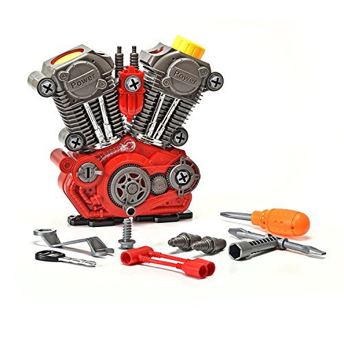 King Of Toys Educational Build-Your-Own Engine Over 25 Piece Play Set Kit with LIGHT'S & SOUNDS (Build & Re-build) 