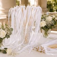 Xnegau Wedding Wands Hochzeit 30 Stück mit Glöckchen,Weiß – Ansicht 6