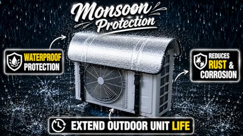Image of AC Outdoor Unit Protector Cover | HEAVY DUTY | Waterproof Sun & Heat Protection Heat Insulated | AC Outdoor Unit Cover | Air Conditioner Outer Compressor Shade for Split 1.5 & 2 Ton (Universal Size)