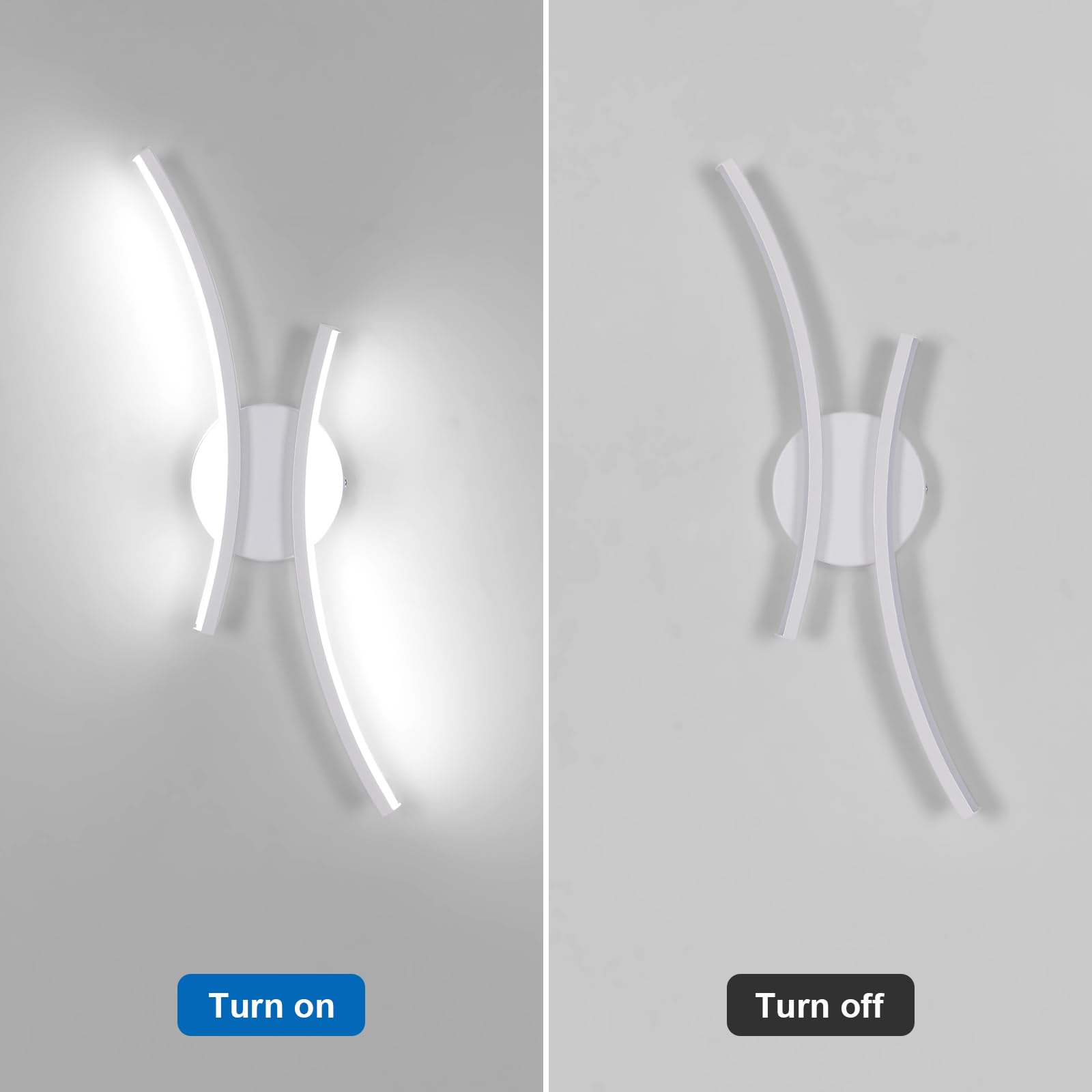 Applique LED da Parete Interno 2 Pezzi, 20W 2250LM Moderno Lampada da Parete LED, 44.5CM Bianco Lampada a Muro per Camera da Letto Bagno Soggiorno Scale Corridoio, Bianco Freddo 6500K