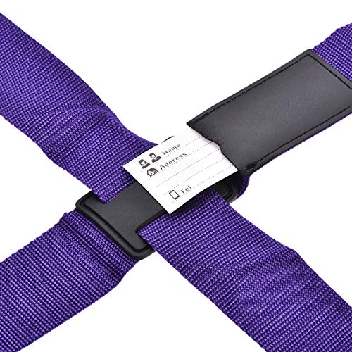Image of uxcell Luggage Strap Suitcase Belt with 2 Buckles, 2Mx5cm Cross Adjustable PP Travel Packing Accessory, Purple