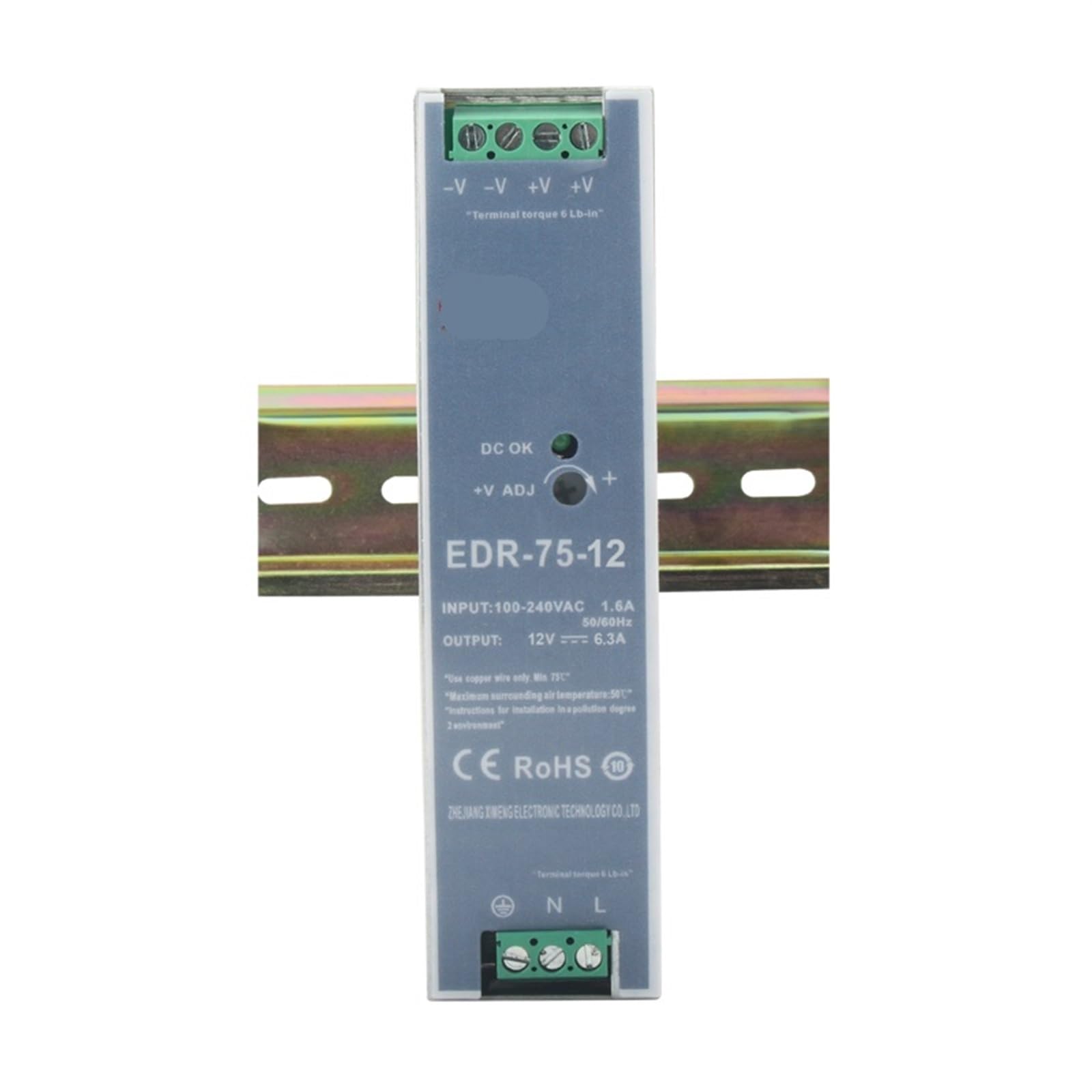 PWANUIGTE EDR-75-48 75W 48VDC 1.6A AC/DC Din Rail Power Supply 1Pcs(24V)