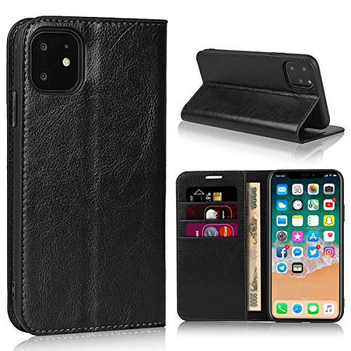 Funda tipo cartera para iPhone 11, diseño de caballo loco