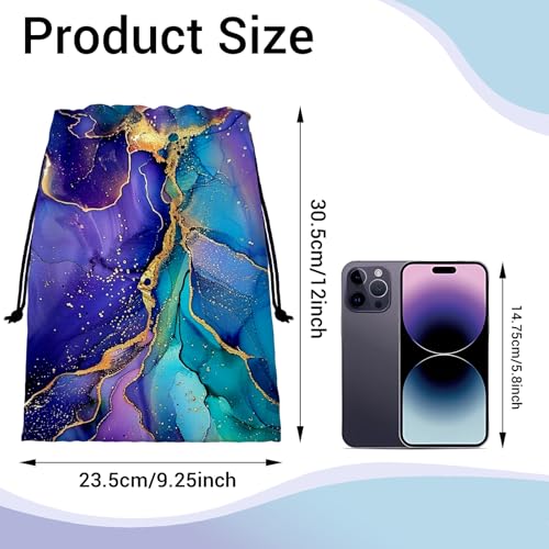 Image of Purple Marble Drawstring Gym Bag Adjustable Gymnastics Storage Pouch for Gymnasts Holding
