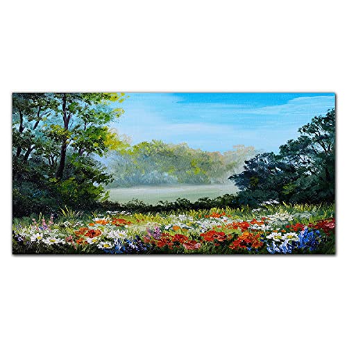 Tableau en verre acrylique 100x50cm Fleurs d'arbres pour décoration murale
