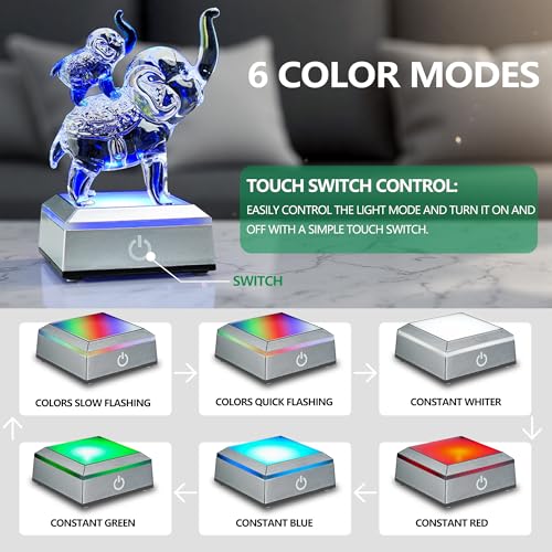 Image of ZEERSHEE 2.6*1.2inch Multicolor LED Light Base for Acrylic 3D Glass Resin Art Lighted Square Display Stand(Flat)