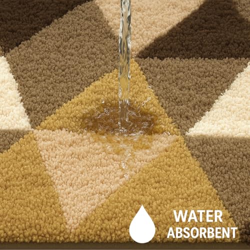 Image of Luxe Home Bath Mat Canada Triangle Super Soft Anti Skid Slip Water Soak Washable Door Mats for Home, Bathroom Mat, Floor Mat, Kitchen Mat for Floor (40x60 cm) Gold