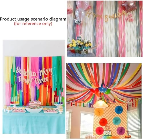 Image of White and Black Crepe Paper Streamers 1.8 Inch Widening 6 Rolls,Black and White Party Streamer 82 feet per roll for Birthday Wedding Party Decorations