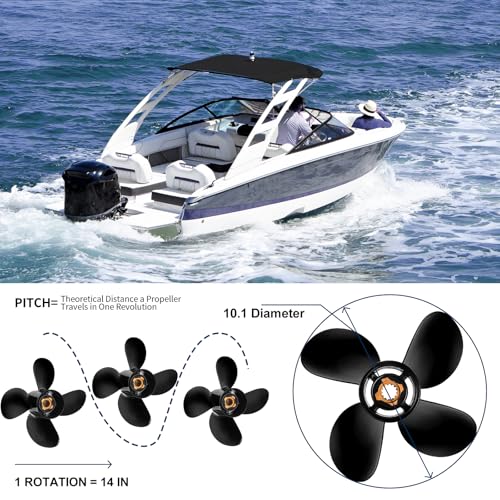 Image of Aluminum Boat Propeller(Interchangeable Hub Kits Included) Compatible with Mercury Engines 30hp 40hp 48hp 50hp 55hp 60hp,13 Spline,4 Blades,RH