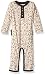 Burt's Bees Baby Baby Girls' Organic One-Piece Romper Coverall, Winter Wool Watercolor Damask Ruffled, 12 Months