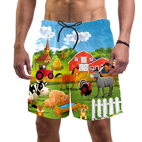 Short de plage à séchage rapide pour homme style animaux de la ferme