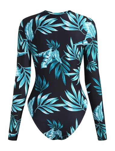 Image of ZAFUL Women's Long Sleeve Rash Guard Swimsuit One Piece Zipper Surfing Bathing Suit