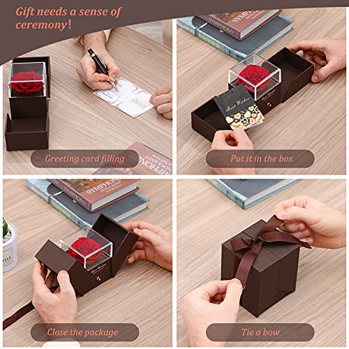 Roses Gift Preserved Real Rose With Jewelery Box, Artificial Flowers Decor For Decoration Romantic Gifts For Women In Her Wife Girlfriend Birthday Anniversary Valentines Day Mothers Day Christmas(Red) #TOP1
