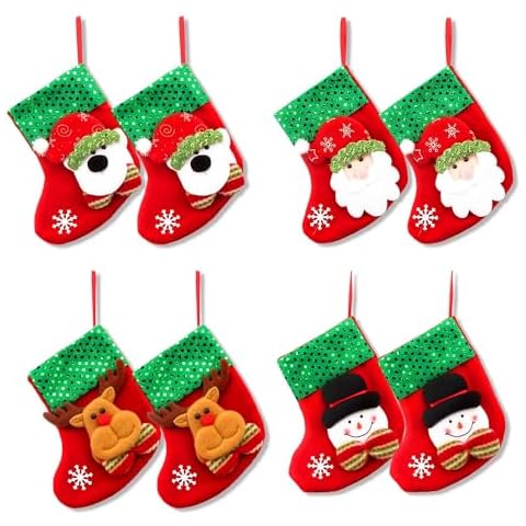 Rumyve Set of 8 Mini Christmas Stockings Cover
