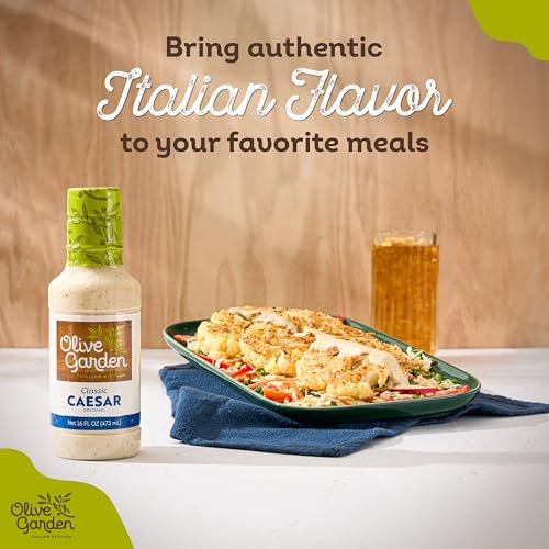 Image of Olive Garden Classic Caesar Dressing, 16 fl. oz., Made with Parmesan Cheese, Spices, Red Wine Vinegar and Lemon, Perfect Chicken Marinade, Sandwich Spread or Salad Dressing