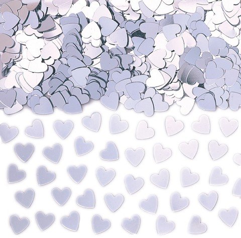 Silver Sparkle Heart Confetti 14g