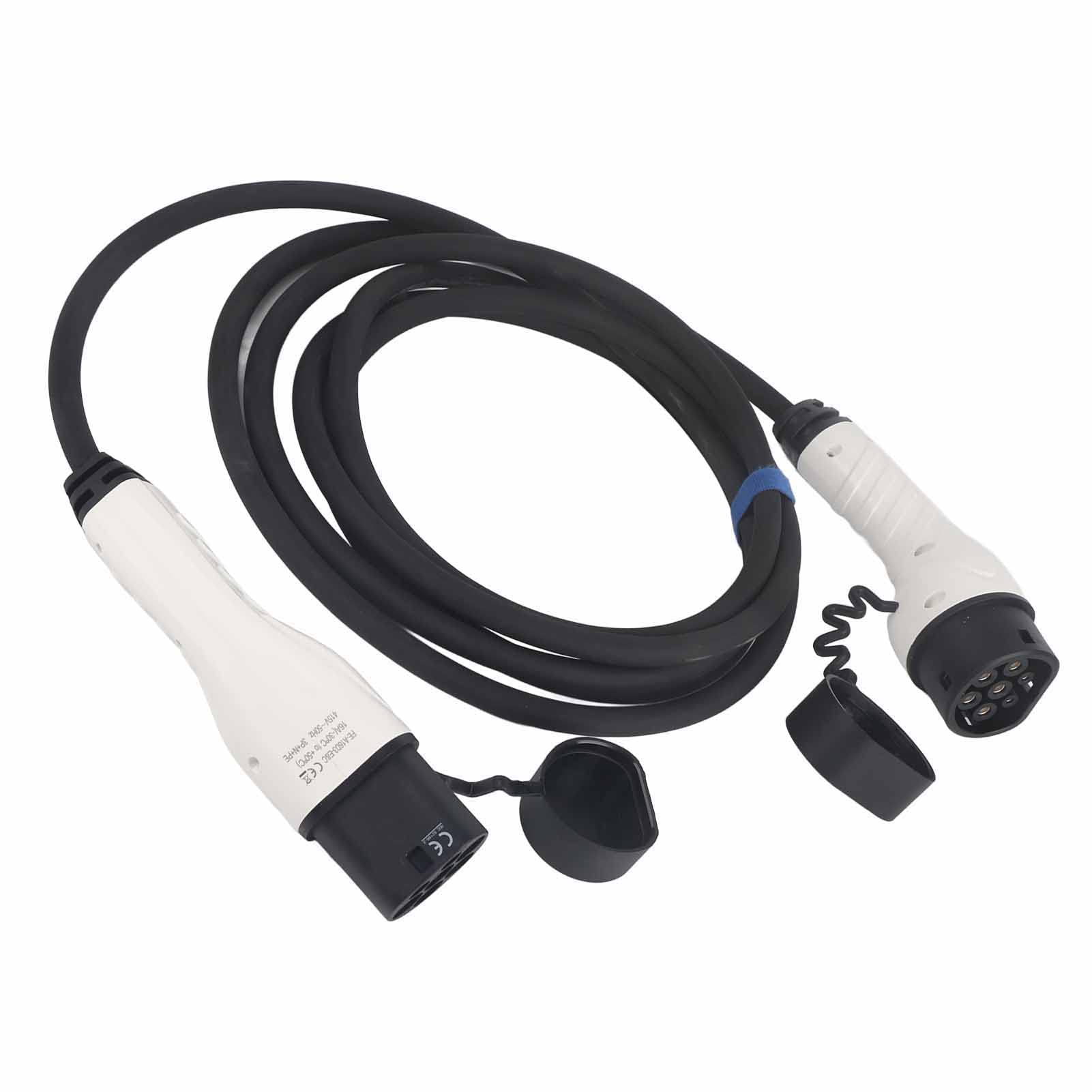 Tbest Kabel ładujący EV Typ 2 do 415 V 11 KW 5 M Wytrzymała Wodoodporna Wtyczka Samochodu Elektrycznego z Certyfikatem CE TUV UKCA dla Tesli