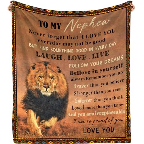 Nephew Blanket from Aunt Uncle, Nephew Gifts from Auntie, Birthday Gifts for Nephew, Graduation Gifts for Nephew Soft Flannel Throw Blanket 50"x 60"