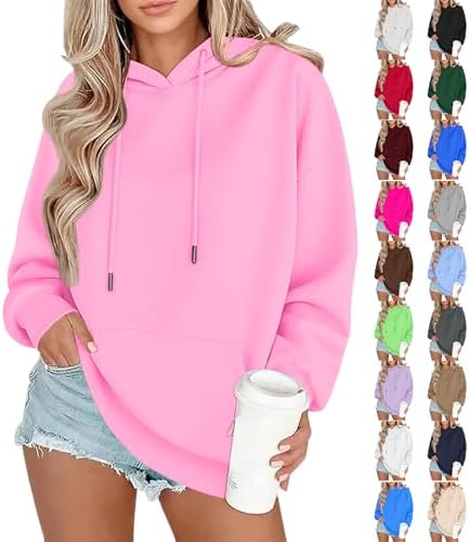 Fleece Hoodie Women Oversized Hoodies Y2k Long Sleeve Pullover Sweatshirts Comfort Hooded Sweatshirt with Pocket