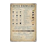 コーヒー知識ヴィンテージブリキ看板浴室洞窟ホーム壁クラブカフェバー壁の装飾金属ポスター 寸法: 300mm x 400mm (12 x 16 インチ)