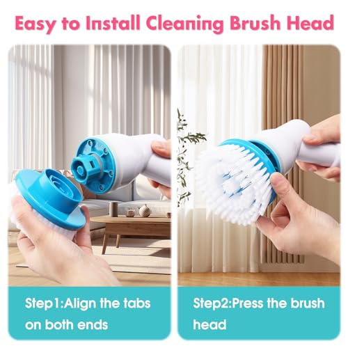 Image of Spin Brush for Cleaning, 300RPM Cordless Electric Spin Scrubber, Long Handle Powerful Cleaning Brush with 3 Replaceable Brush Heads for Bathroom Tub Kitchen Tlie