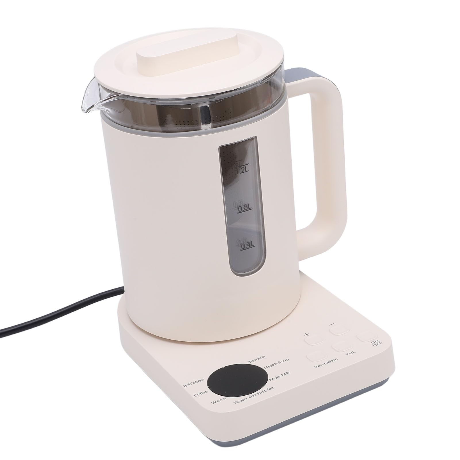 Hervidor Eléctrico de Vidrio, Hervidor de té Eléctrico 1,2 L con Infusor de té, Control Temperatura, Mantener Caliente, Calentador Inteligente Agua Caliente Tetera para té y