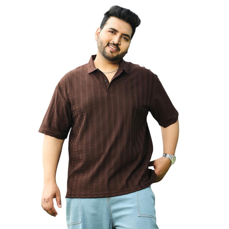 instafab Plus Men's Polo T-Shirt for Casual Wear | Polo Neck | Short Regular Sleeves | Half-Button Closure | Plus Size T-Shirt Crafted with Comfort Fit for Everyday Wear-picture-55