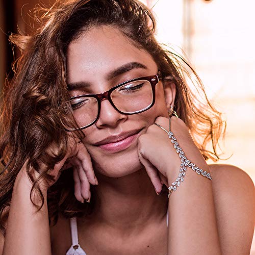 Mytys Fashion Cubic Zirconia Chain Silver Bracelet Cluster Cz Palm Chain Bracelet With Ring Hand Harness Bangle Style 1 #TOP3