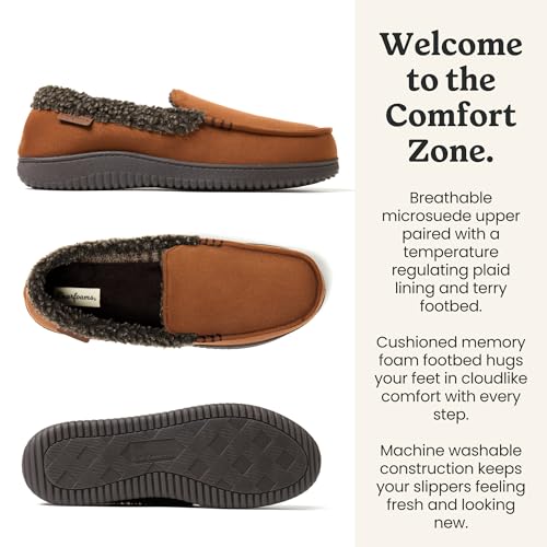 Image of Dearfoams Men's Eli Microfiber Indoor /Outdoor with Whipstitch Detail Suede Moccasin Slipper