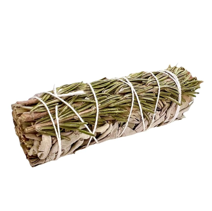 the jasmin storeWhite Sage & Rosemary Smudge Stick 4 Inches Pack of 1 for Cleansing, Smudging & Meditation