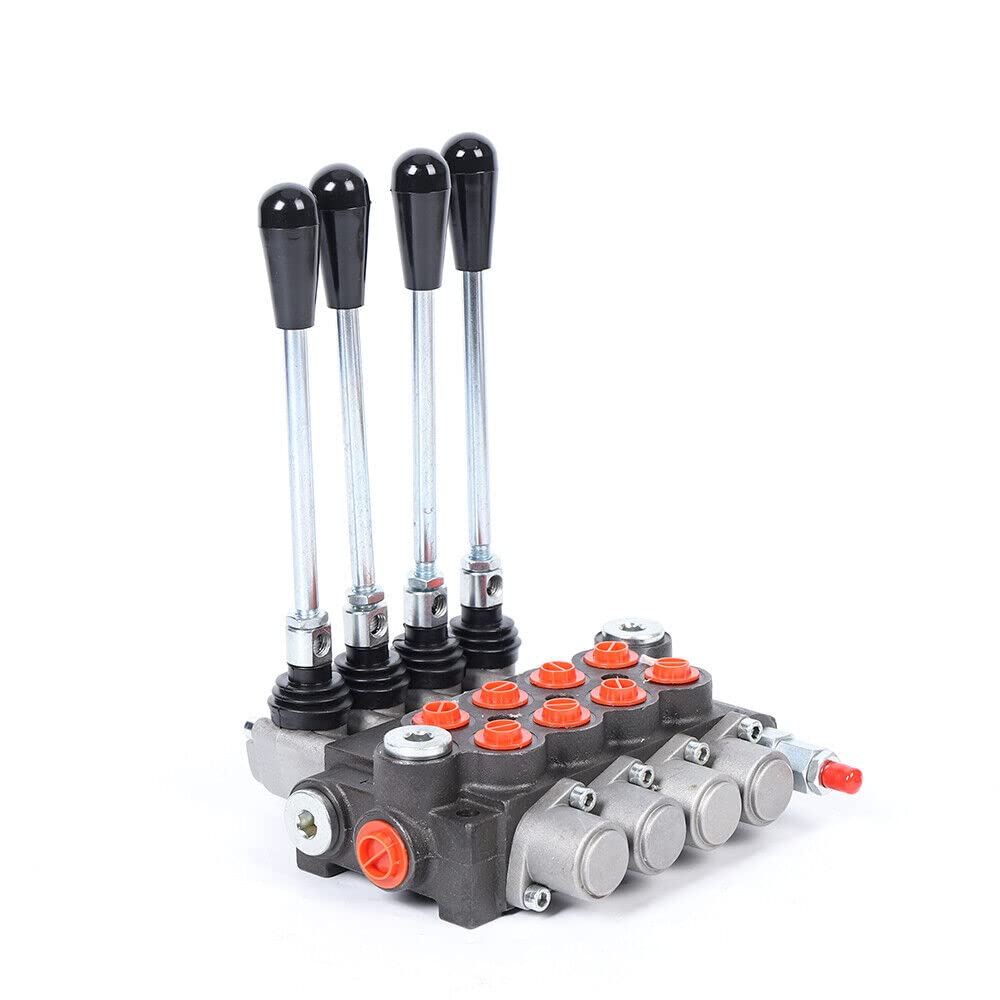 Válvula Hidráulica P40 4 Vías 13GPM Control Direccional 3600PSI | Hierro fundido resistente, presión ajustable, conexiones BSPP para maquinaria agrícola e industrial