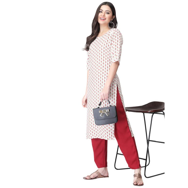 Image of Pinkmint Women's Crepe Striped Regular Kurta