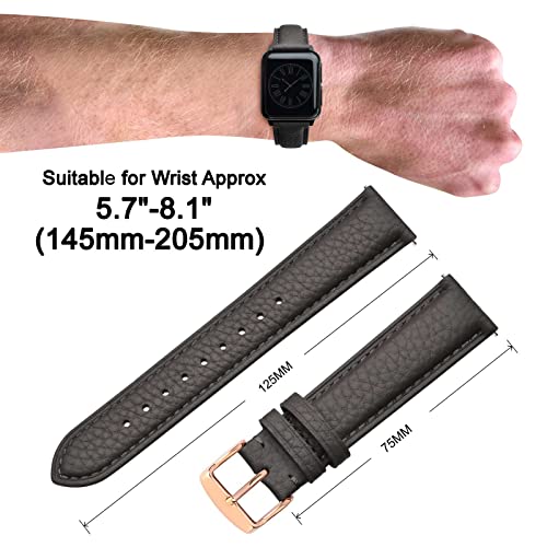 Image of ANNEFIT Watch Band 22mm, Quick Release Textured Padded Leather Straps with Rose Gold Buckle for Men and Women (Dark Grey)