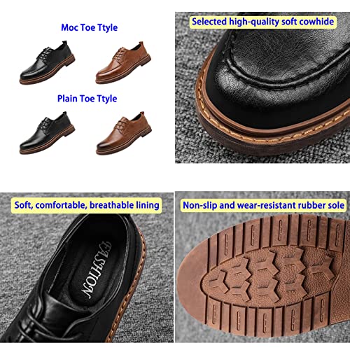 Men's Leather Oxford Dress Shoes,Vintage Modern Classic Luxury Lace-up Stacked Heel Business Work Formal Casual Shoes2