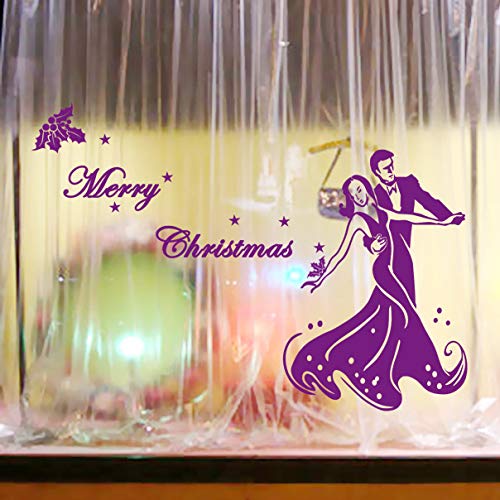 Blue Magic Design 75cm Tall Dancing Couple Christmas Window Wall Art Decoration Sticker - Outside Glass - Silver