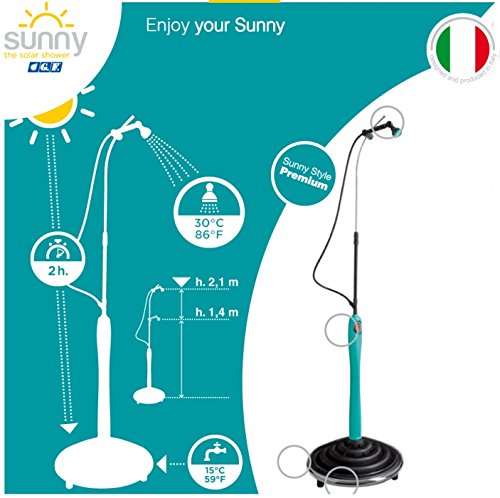 Sunny Style Premium - Douche écologique solaire télescopique avec réservoir et mitigeur + kit d'assemblage Plug&Play G.F - Bleu