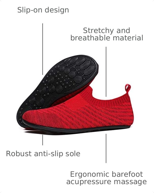 Image of QZKDM Lightweight Slip on Grip Indoor House Slippers Barefoot Non Slip Home Exercise Yoga Shoes for Men Women